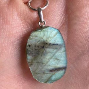 High Quality Color Labradorite Necklace, Irregular Shape Natural Stone Pendant